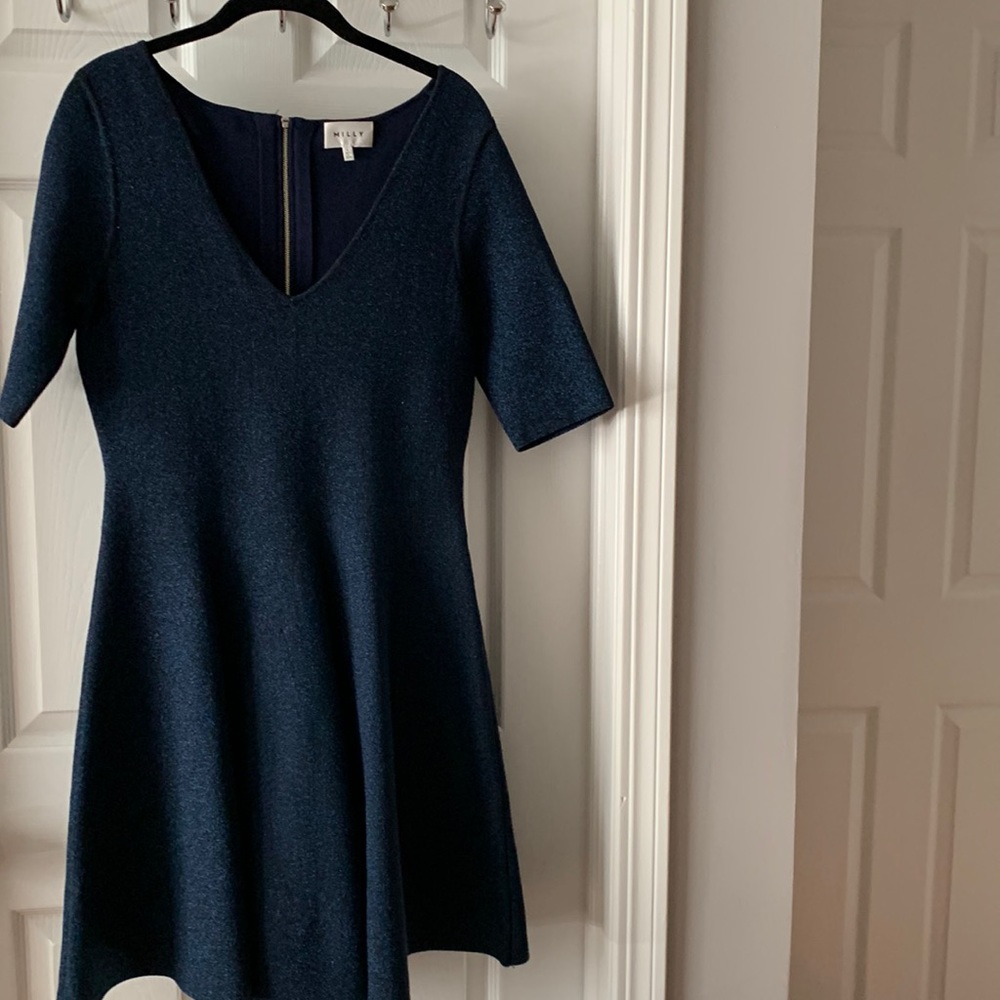 Milly -blue dress. Size Large. Dress is excellent for an evening out!